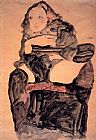 Egon Schiele Seated Girl with Raised Left Leg painting